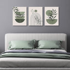 Sage Green Boho Framed Wall Art Set of 3, 12x16 Inch