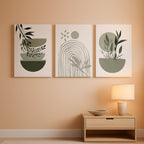 Sage Green Boho Framed Wall Art Set of 3, 12x16 Inch